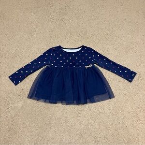 Carter’s Girls 24m Blue 100% Cotton long sleeve polka dot & tulle dress